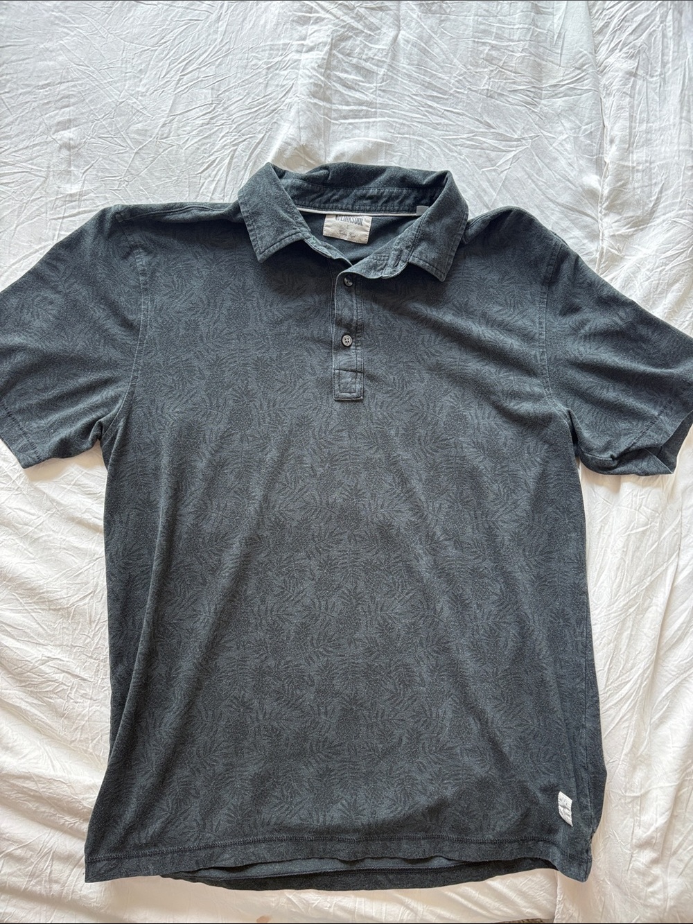 LinkSoul Gray Tonal Palm Print Performance Polo Men’s Large Golf Shirt